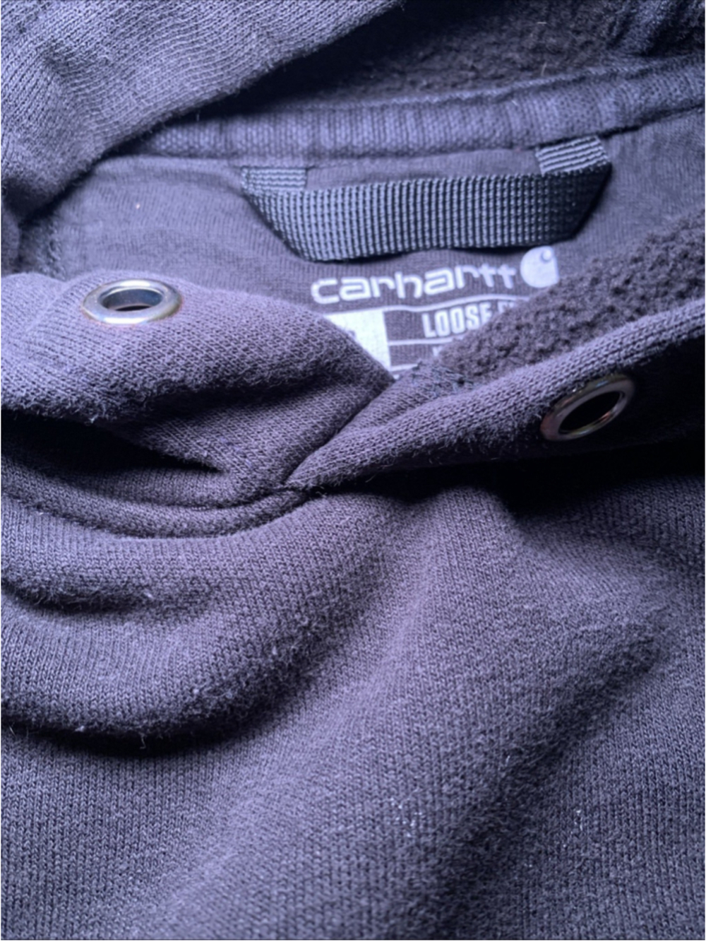 Carharrt US AGGREGATES Loose Fit Pullover Hoodie Black Size Small Workwear Pocke - Picture 10 of 15